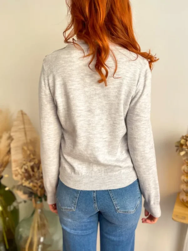 Pulls, Gilets*Justine Boutique Lois pull gris col dentelle