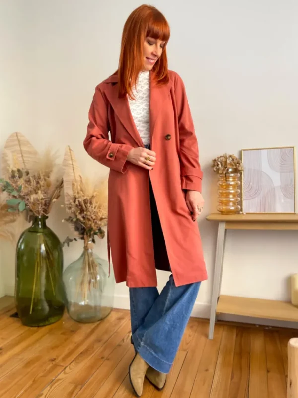 Vestes, Manteaux*Justine Boutique Lou long trench terracotta