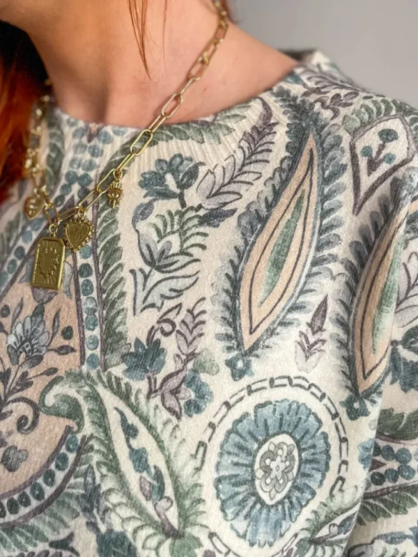 Pulls, Gilets*Justine Boutique Lucien pull imprimé vert