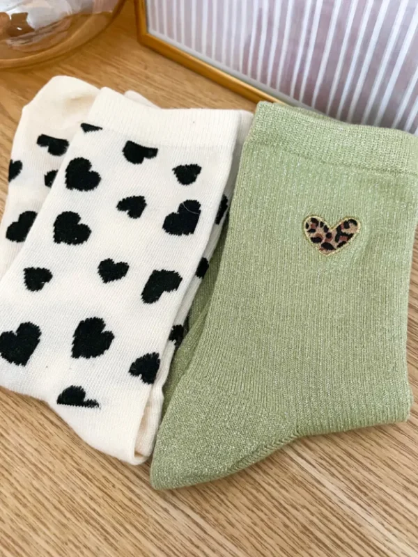 Chaussures, Chaussettes*Justine Boutique Mabel chaussettes coeurs noirs