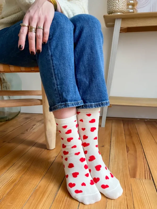 Chaussures, Chaussettes*Justine Boutique Mabel chaussettes coeurs rouges