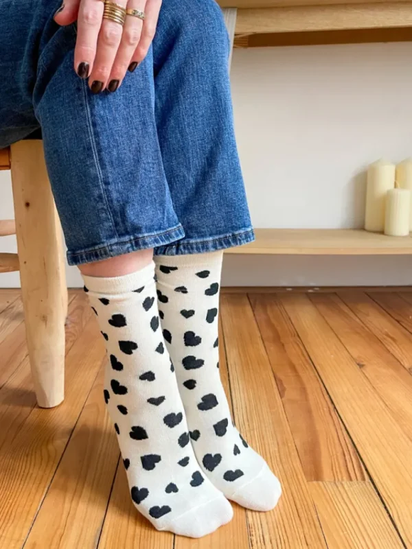 Chaussures, Chaussettes*Justine Boutique Mabel chaussettes coeurs noirs