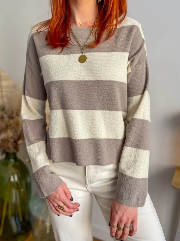 Pulls, Gilets*Justine Boutique Manda pull fin taupe