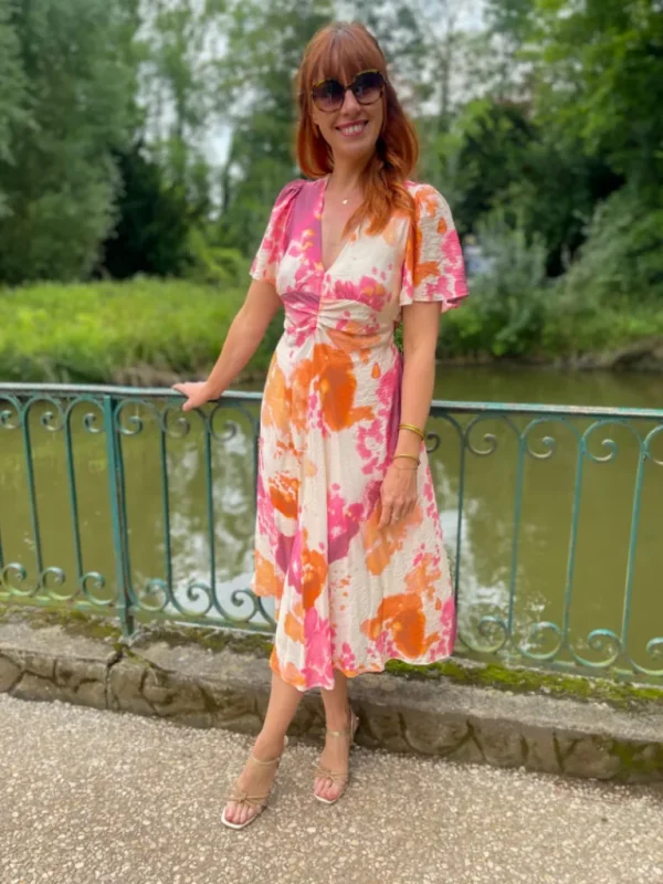Robes, Jupes*Justine Boutique Manon robe à motif rose et orange