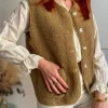 Pulls, Gilets | Vestes, Manteaux*Justine Boutique Marco gilet bouclettes camel