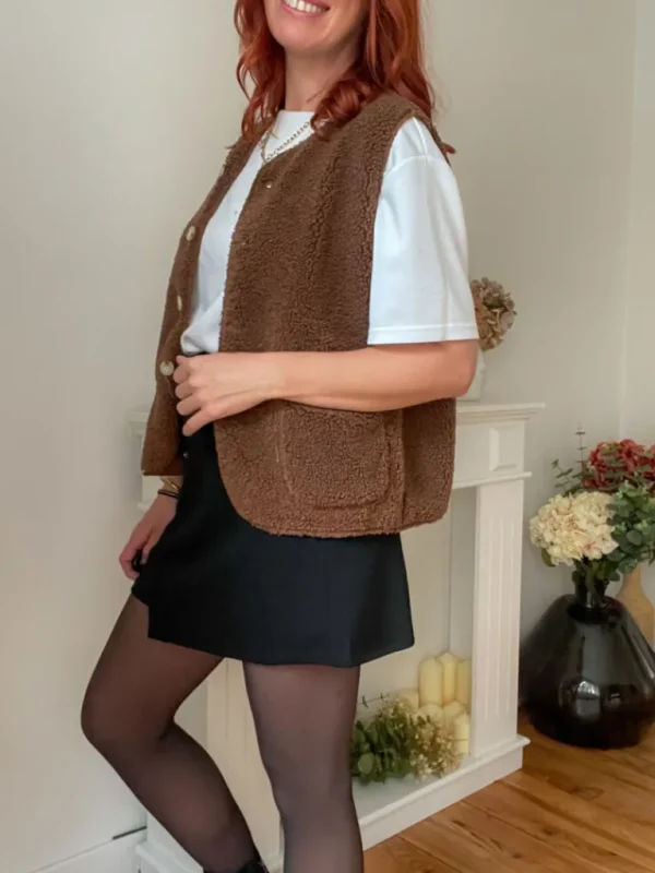 Pulls, Gilets | Vestes, Manteaux*Justine Boutique Marco gilet bouclettes choco