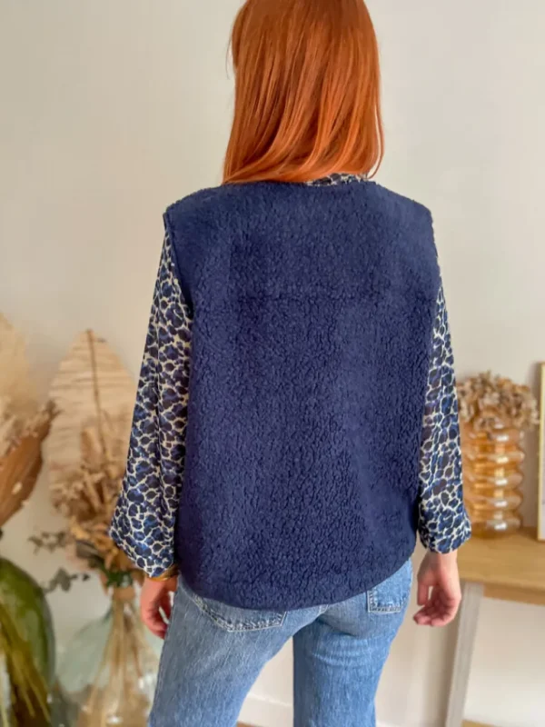 Pulls, Gilets | Vestes, Manteaux*Justine Boutique Marco gilet bouclettes marine