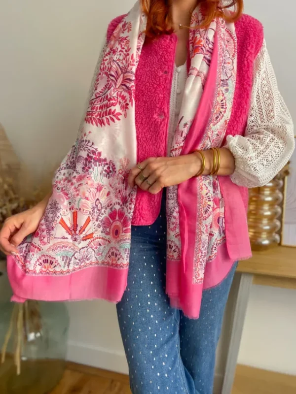 Vestes, Manteaux | Pulls, Gilets*Justine Boutique Marco gilet bouclettes rose