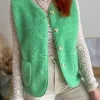 Vestes, Manteaux | Pulls, Gilets*Justine Boutique Marco gilet bouclettes vert d’eau