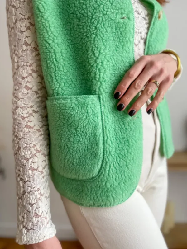 Vestes, Manteaux | Pulls, Gilets*Justine Boutique Marco gilet bouclettes vert d’eau