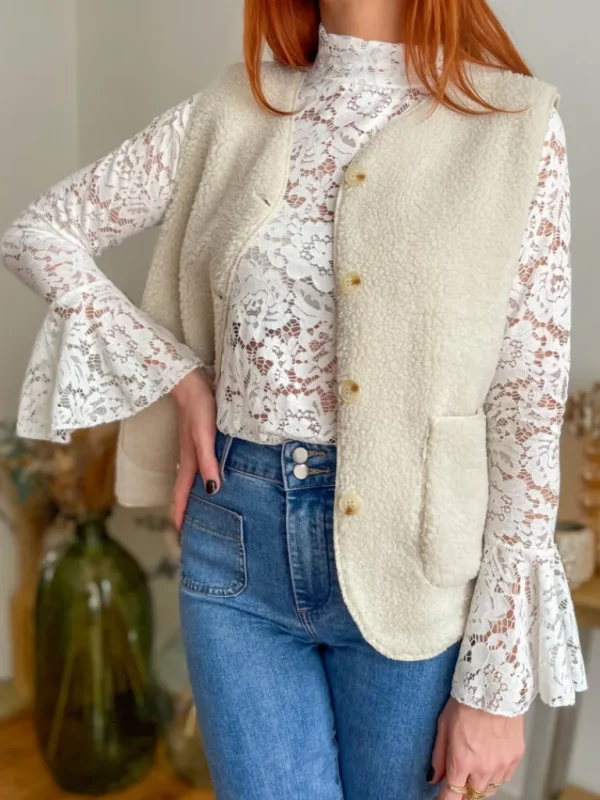 Tops, Blouses*Justine Boutique Margot blouse blanche dentelle
