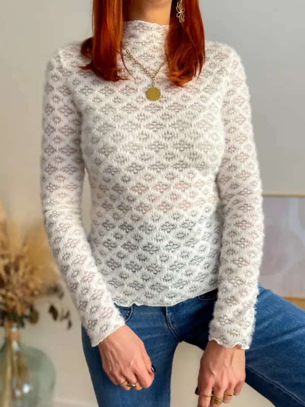 Pulls, Gilets*Justine Boutique Mario pull fin pilou écru