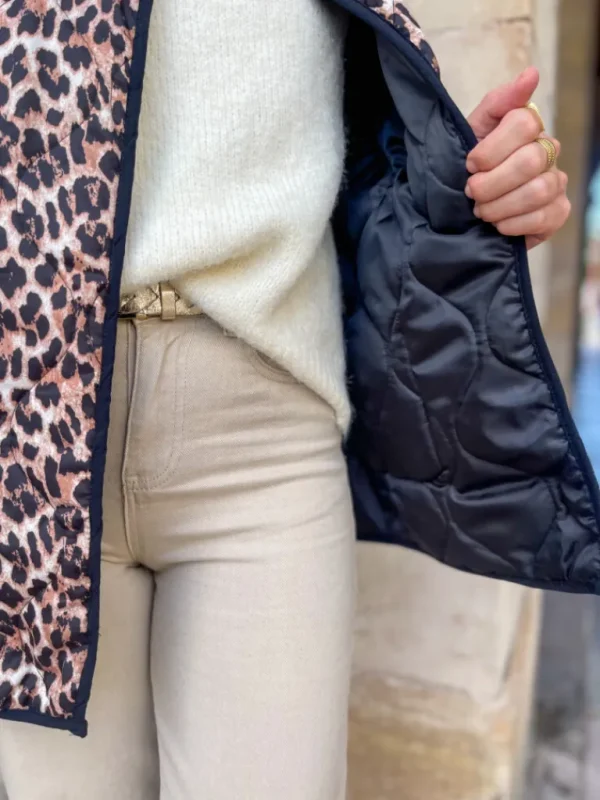 Pulls, Gilets | Vestes, Manteaux*Justine Boutique Mathilde veste sans manches léopard