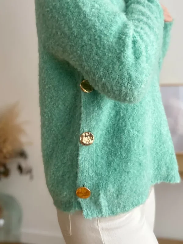 Pulls, Gilets*Justine Boutique Matéo pull bouclettes vert d’eau