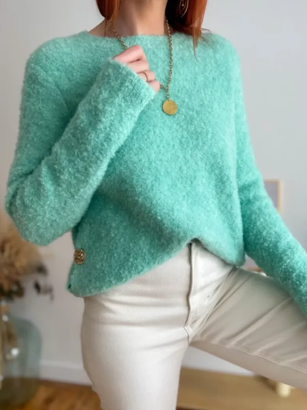 Pulls, Gilets*Justine Boutique Matéo pull bouclettes vert d’eau
