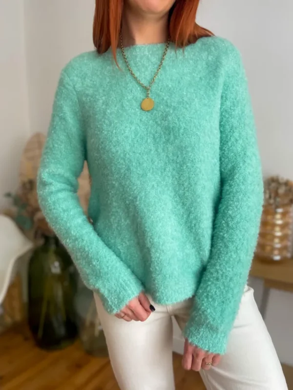 Pulls, Gilets*Justine Boutique Matéo pull bouclettes vert d’eau