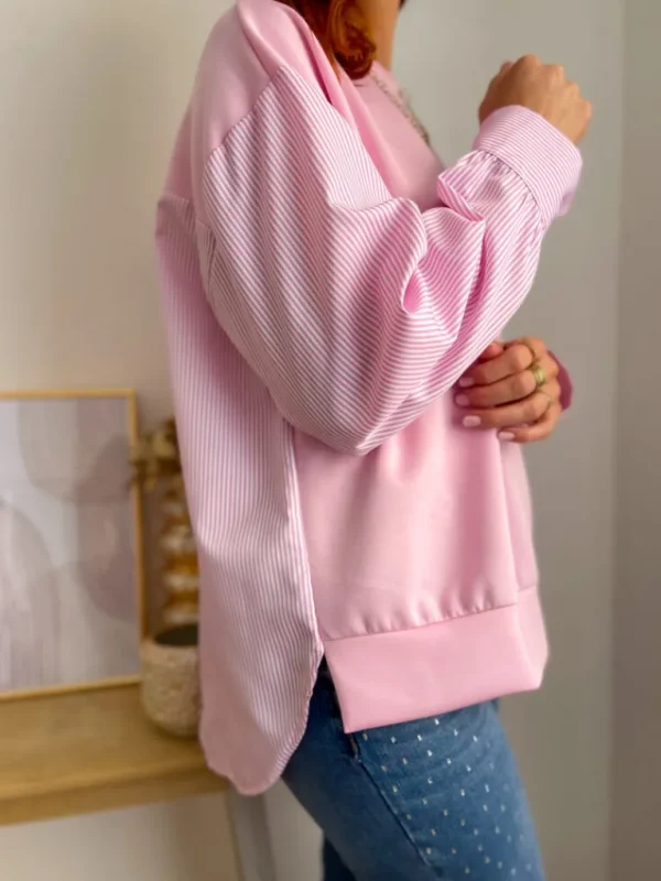 Pulls, Gilets*Justine Boutique Maya sweat bi-matière rose