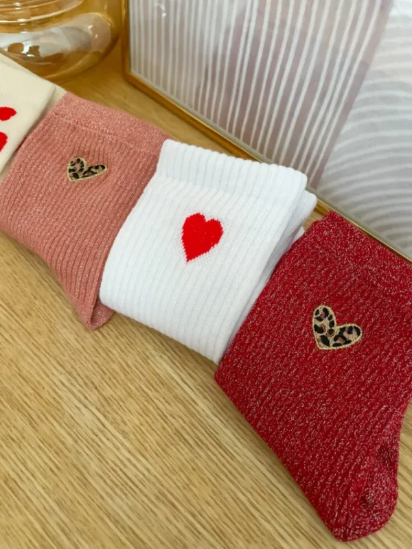 Chaussures, Chaussettes*Justine Boutique Mel chaussettes blanches coeurs