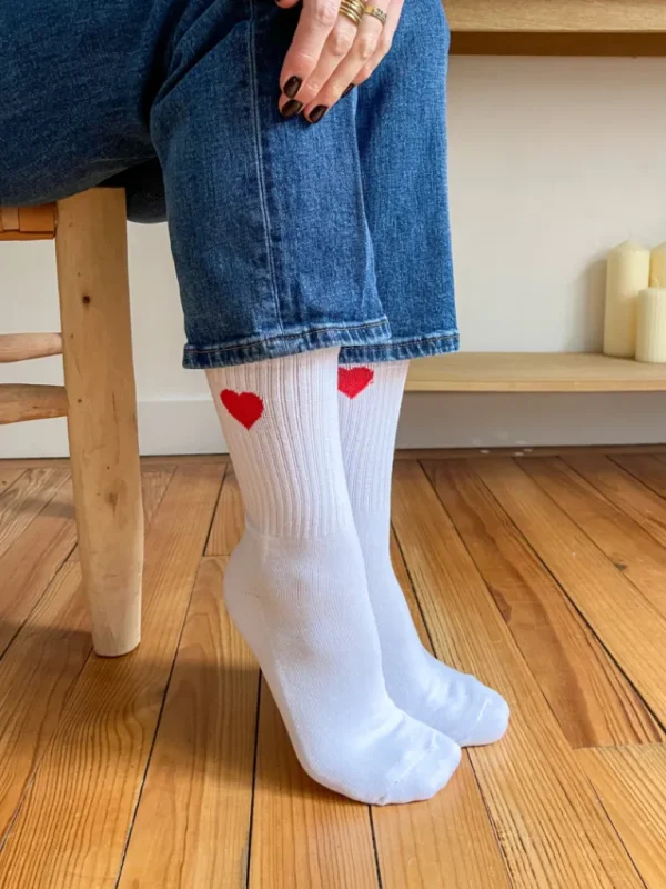 Chaussures, Chaussettes*Justine Boutique Mel chaussettes blanches coeurs