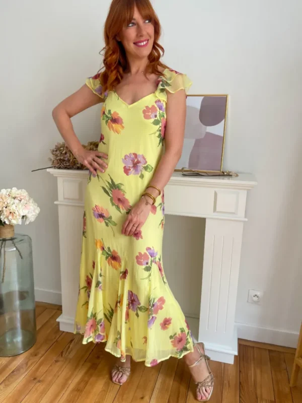 Robes, Jupes*Justine Boutique Mila robe longue fleurie jaune