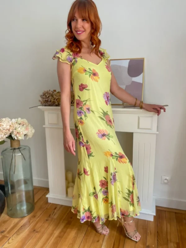 Robes, Jupes*Justine Boutique Mila robe longue fleurie jaune