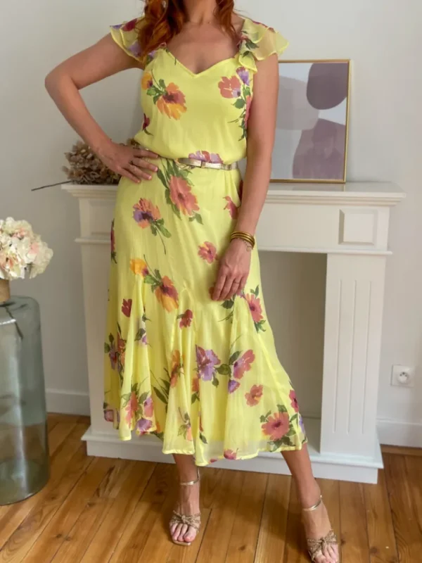 Robes, Jupes*Justine Boutique Mila robe longue fleurie jaune