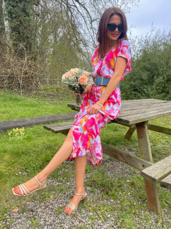 Robes, Jupes*Justine Boutique Mona robe imprimé fuchsia