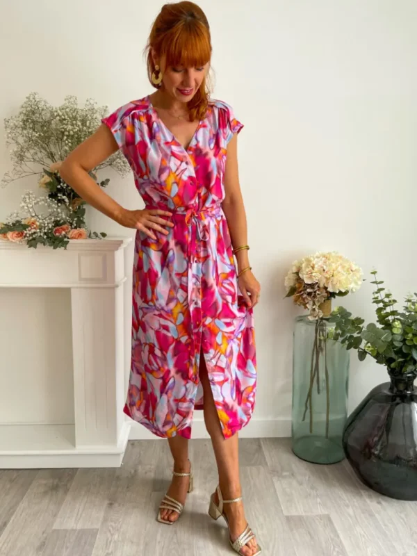 Robes, Jupes*Justine Boutique Mona robe imprimé fuchsia