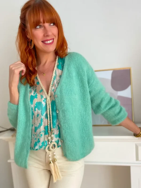 Tops, Blouses*Justine Boutique Nora blouse collier turquoise