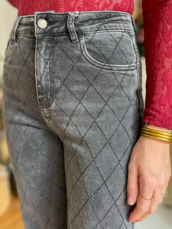 Pantalons, Jeans*Justine Boutique Owen jean gris à strass