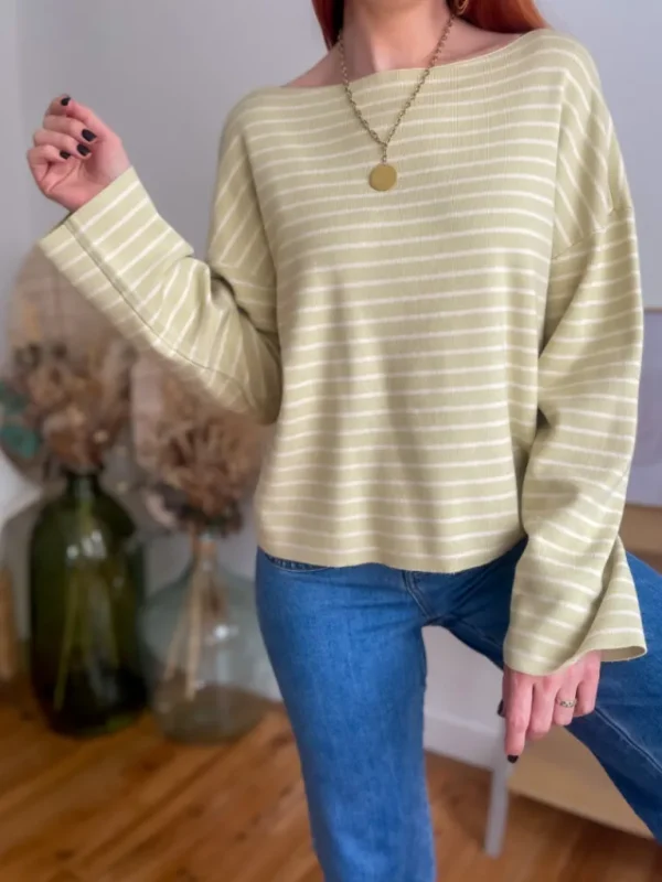 Pulls, Gilets*Justine Boutique Peoni pull marinière amande