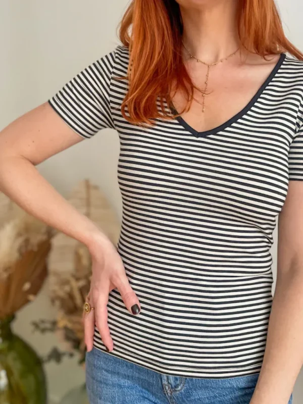 Tops, Blouses*Justine Boutique Pepper t shirt rayé noir blanc
