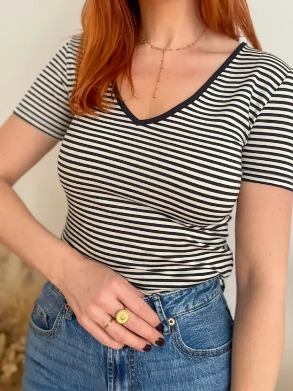 Tops, Blouses*Justine Boutique Pepper t shirt rayé noir blanc