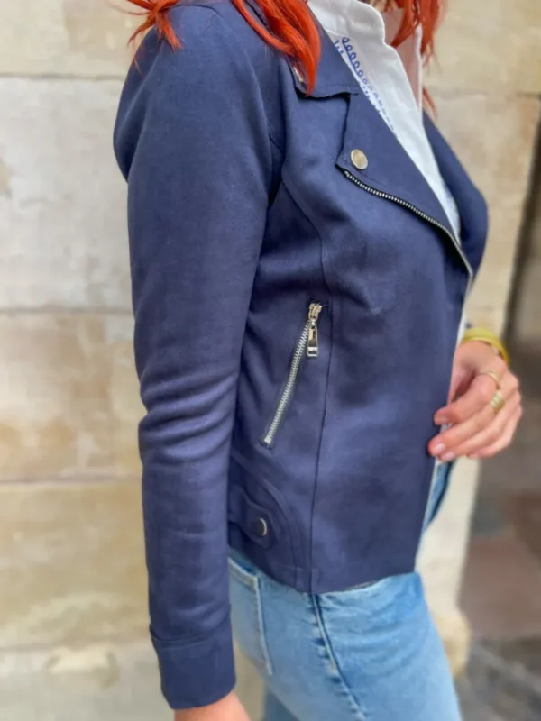 Pulls, Gilets | Vestes, Manteaux*Justine Boutique Perfecto daim marine
