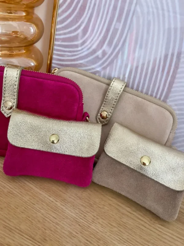 Pochettes, Sacs*Justine Boutique Porte monnaie daim fuchsia