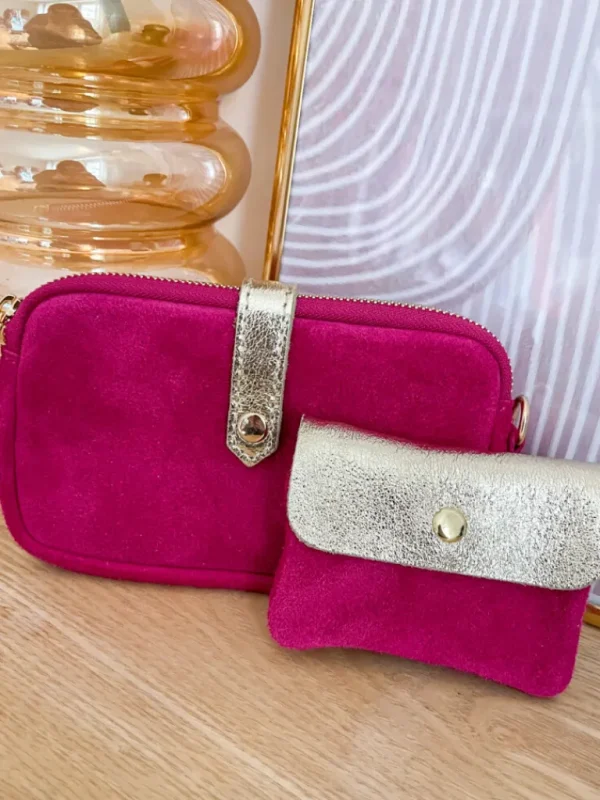 Pochettes, Sacs*Justine Boutique Porte monnaie daim fuchsia
