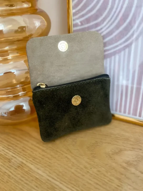 Pochettes, Sacs*Justine Boutique Porte monnaie daim kaki