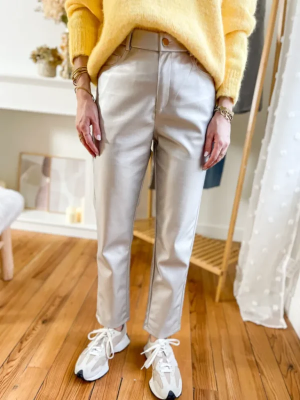 Pantalons, Jeans*Justine Boutique Silver pantalon simili cuir argenté