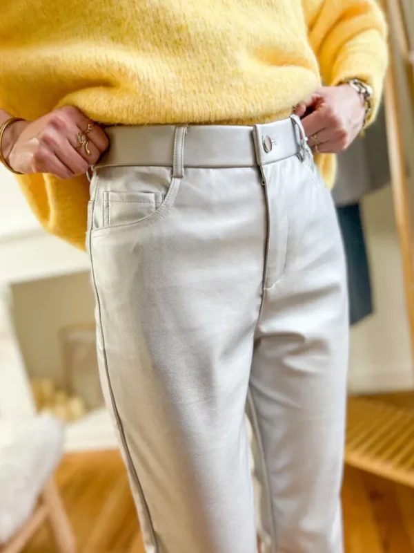 Pantalons, Jeans*Justine Boutique Silver pantalon simili cuir argenté