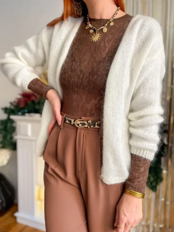 Pulls, Gilets*Justine Boutique Suzy gilet mohair blanc