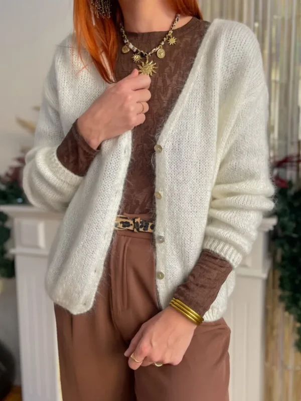 Pulls, Gilets*Justine Boutique Suzy gilet mohair blanc
