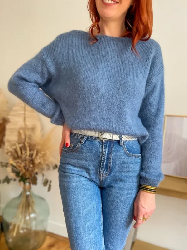 Pulls, Gilets*Justine Boutique Suzy gilet mohair bleu jean
