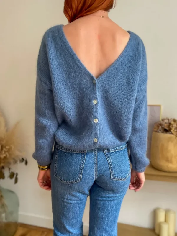 Pulls, Gilets*Justine Boutique Suzy gilet mohair bleu jean