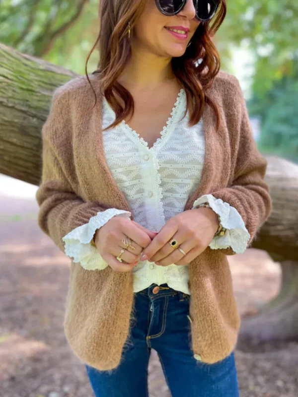 Pulls, Gilets*Justine Boutique Suzy gilet mohair camel