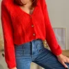 Pulls, Gilets*Justine Boutique Suzy gilet mohair corail