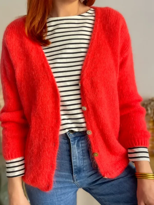 Pulls, Gilets*Justine Boutique Suzy gilet mohair corail