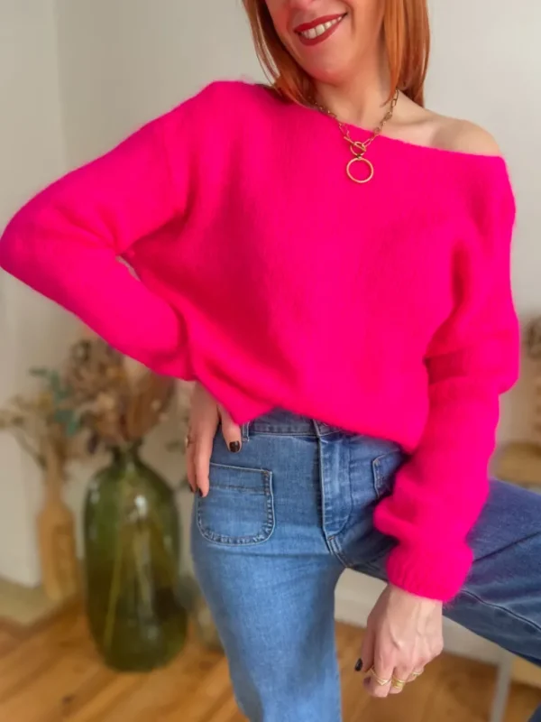 Pulls, Gilets*Justine Boutique Suzy gilet mohair et fushia