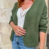 Pulls, Gilets*Justine Boutique Suzy gilet mohair kaki