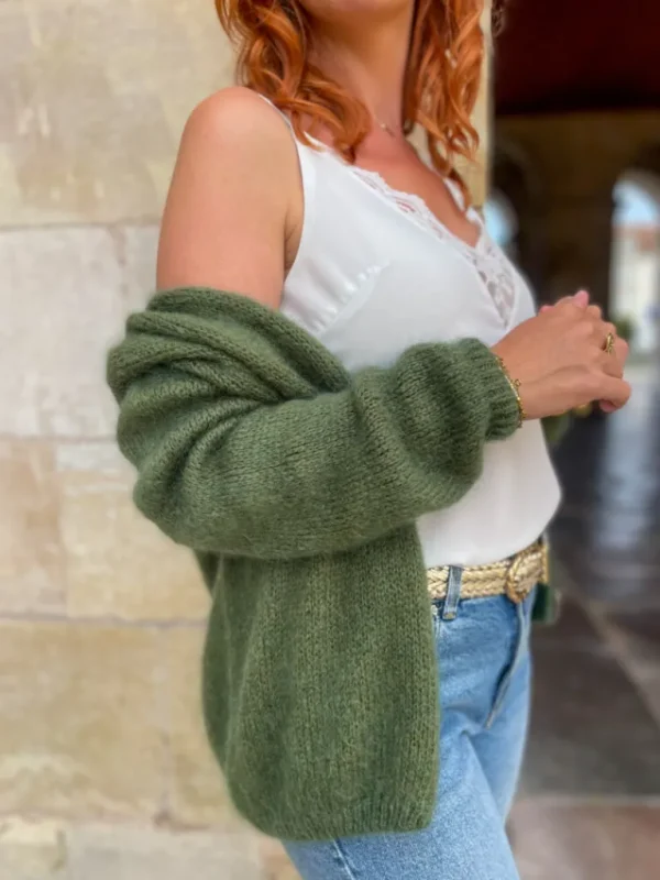 Pulls, Gilets*Justine Boutique Suzy gilet mohair kaki