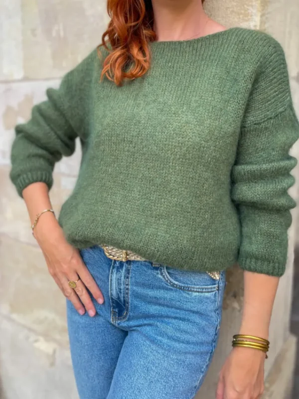 Pulls, Gilets*Justine Boutique Suzy gilet mohair kaki
